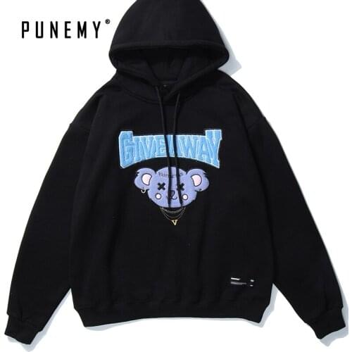 Men Hoodie Harajuku Skateboard Hoodies Funny Bear 100% Cotton Hooded Moletom Sweatshirt Hip Hop Streewtear Unisex Hoodie