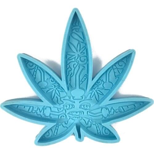 DIY Weed Leaves Shape Coaster Round Silicone Resin Mold Coaster Epoxy Resin Silicone Casting Molds DIY Resin Craft Tools