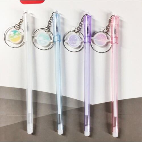 2pc Planet Gel Pen Black Carbon Signature Pen Promotional Student Stationery School & Office Supply Cute Star Pendant Gel Pen