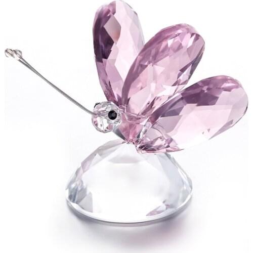 Crystal Butterfly Craft Glass Animal Figurines Miniatures Garden Fairy Ornament Home Decor Wedding Gift Paperweight