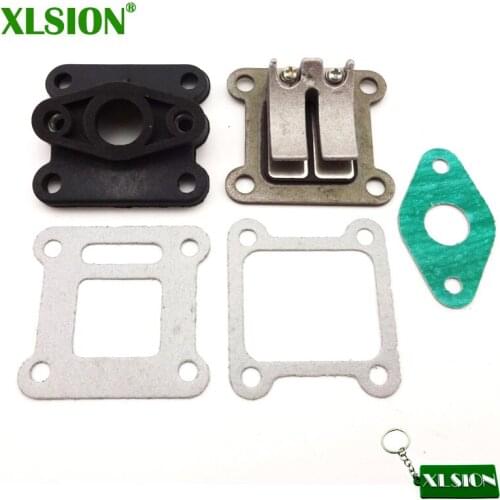 XLSION Reed Valve + Inlet Intake Manifold + Gaskets For 47cc 49cc Mini Moto Dirt Pocket Bike ATV Quad Go Kart Scooter Minimoto