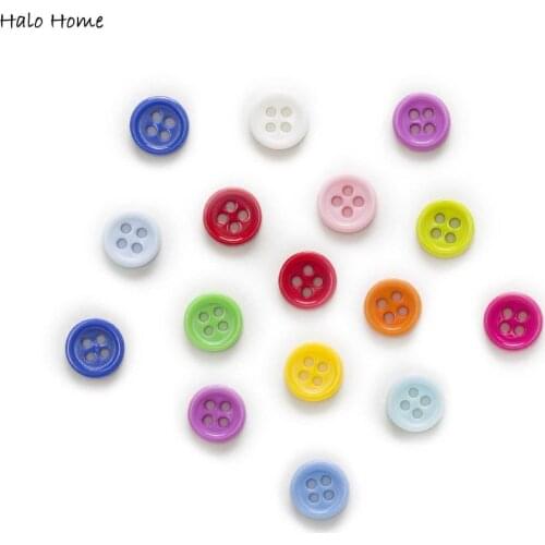9mm 100pcs 4 Holes Round Resin Buttons Decor Clothing Home Sewing Scrapbooking Card Making DIY