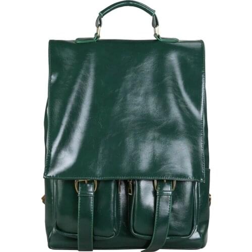 Fashion Woman Backpack PU Leather Square Backpack Bags For Teenagers Girls Simple Double Pockets Women Shoulder Bags