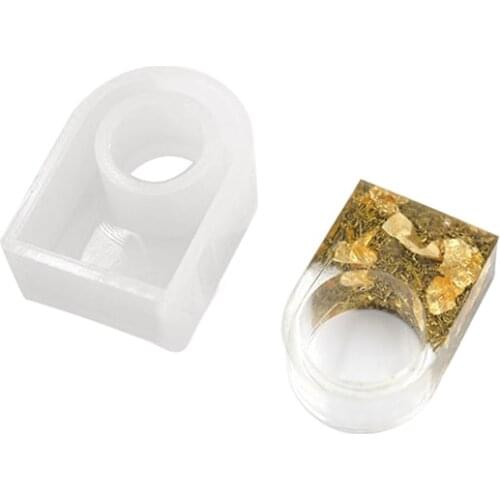 Handmade Mold Transparent Silicone Ring Mould For Epoxy Resin With Real Flower Herbarium DIY Square Head Ring Mold With Flowers