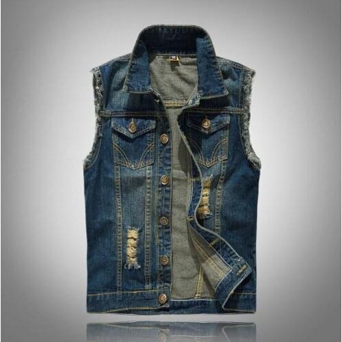 Newest Mens Sleeveless Jackets Spring Autumn Washed Ripped Vintage Vest Jackets Plus Size Casual Denim Waiscoats S/6XL J2986