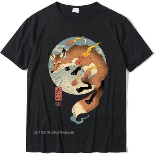 Fire Fox Ukiyo-E T-Shirt Fashionable Classic Tshirts Cotton Men Tops Tees Camisas Hombre Classic
