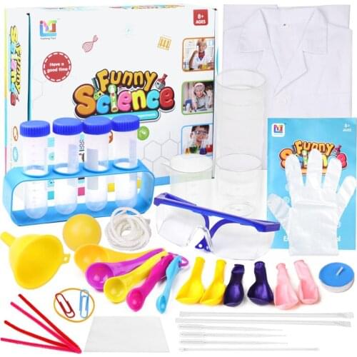 Kids Science Kit 90 DIY Science Experiments Set with Lab Coat Handmade Scientist Costume for Children Kids Role Play Game Toys