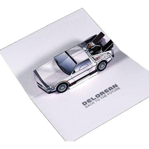 Back To The Future POP-UP Card DMC-12 Car Folding Cutting Handmade 3D Paper Model Papercraft DIY Kids Adult Craft Toys ER-088