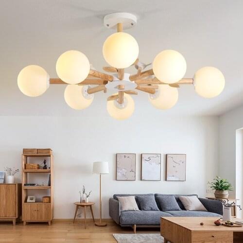 Nordic modern LED luminaires Wooden Chandelier Loft Lighting Novelty Fixtures Nordic Hanging Lights Living Room Pendant Lamps