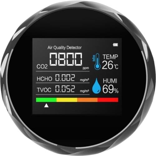 New Co2 Gas Detector Carbon Dioxide Formaldehyde Detector Multifunctional Meter Air Quality W/ Backlight