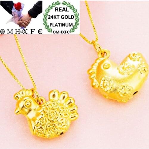OMHXFC Wholesale European Fashion Woman Man Unisex Party Birthday Wedding Gift Cock Rooster 24KT Real Gold Charm Pendant PN181