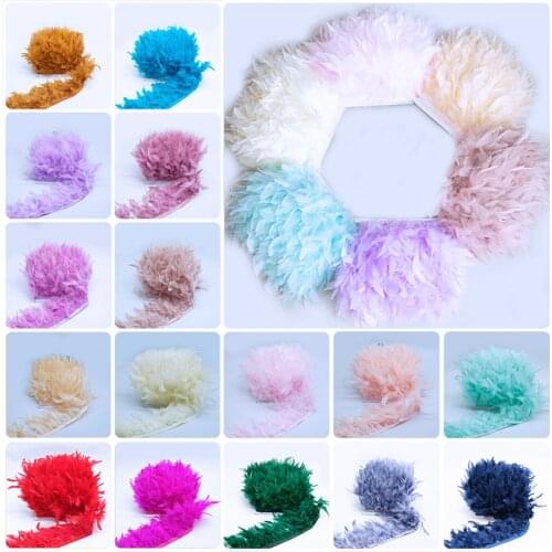 Wholesale 10Meters Natural White Turkey Feather Fringe Trim 4-6" Marabou Feathers Trims Decorative Feather Ribbon for DIY Crafts