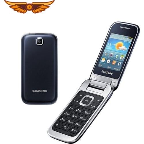 Original Unlocked Samsung C3590 Black Big Buttons 3G WCDMA Black color Flip Used Mobile Phone With Arabic Language
