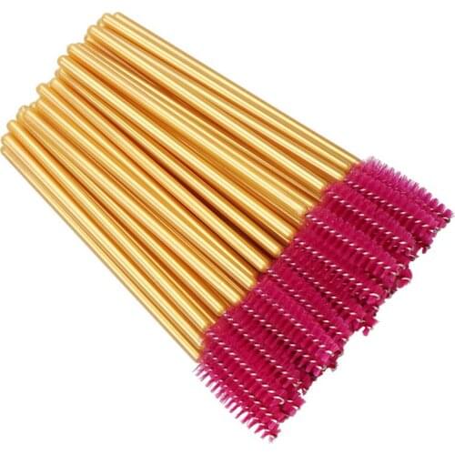 500 PCS Disposable Eyelash Brushes Mascara Wands Eye Lash Eyebrow Applicator Cosmetic Makeup Brush Tool Kits Gold Stick