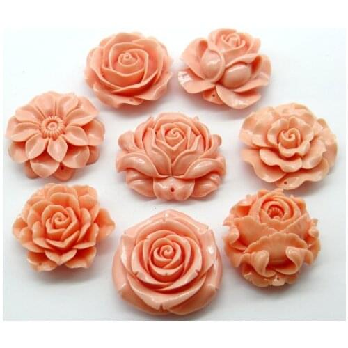 Chinese Organic Cinnabar natural Quartz crystal carve of pink flower charm Pendant for diy Jewelry making Necklace Accessories