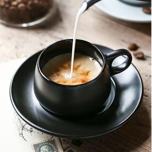 Simple Ceramic Espresso Coffee Cup and Saucer Small Coffee Latte Cup Multicolor Mini Couple Mug 130ml Home Office Afternoon Tea