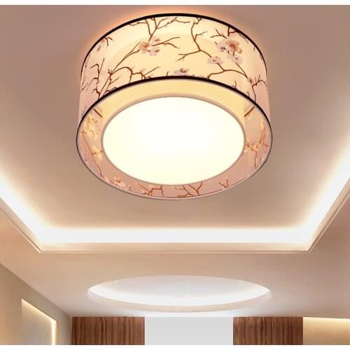 Modern Square / Round Fabric Cloth Led Ceiling Light Atmosphere Fabric & Iron Lampshade for Living Room.Bedroom Lighting Fixture