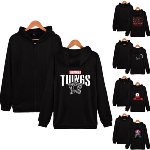 New Stranger Things Hoodie Fashion Hip Hop Men Women Zipper Hoodies Jackets Casual Tracksuit Long Sleeve Hooded Sweatshirts Tops