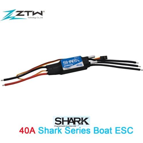 ZTW Shark 40A BEC Waterproof Brushless Prammable ESC For Boat With Water-cooling