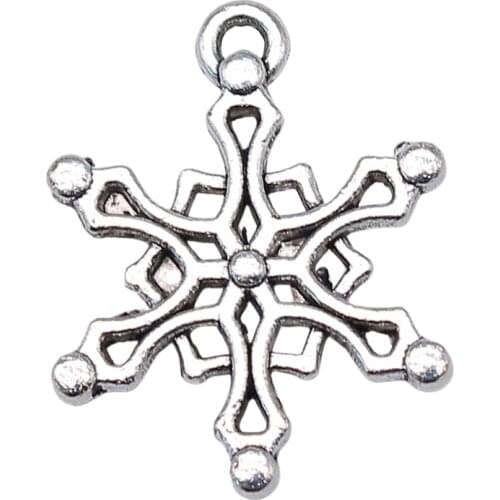 WYSIWYG 10pcs 19x15mm Christmas Snowflake Charm Antique Silver Color Snowflake Pendants