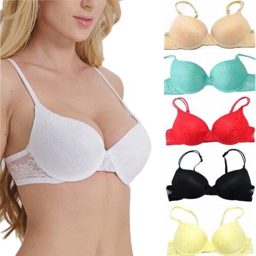 YANDW New Bras For Women Sexy Lingerie Padded Push Up Embroidery Lace Bralette Elastic 32 34 36 38 40 42 44 A B C D E
