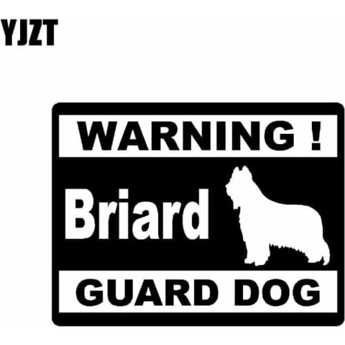 YJZT 15CM*11.4CM Warning Briard Guard Dog Car Sticker Adopt Vinyl Accessories Black/Silver C2-3227