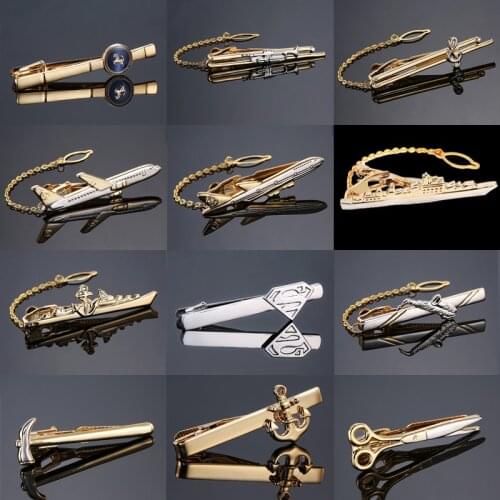 Fashion Metal Men Tie Clip Gentlemen Classy Necktie Tie Bar Clasp Clip Pin Dolphin Hammer aircraft Ship Wedding Tie Men Jewelry
