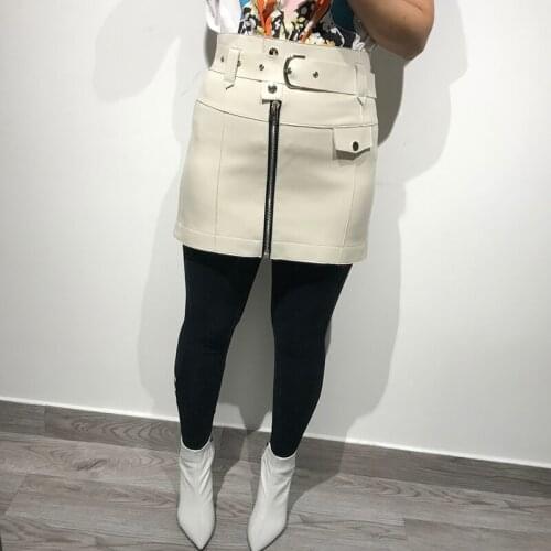 Women real leather skirt lady real leather skirt