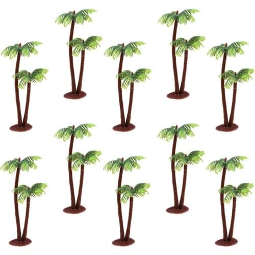 10 Pcs Simulation Palm Tree Model Cake Layout Props Topper Scenery Material Mini Coconut Tree Model (14CM Style)