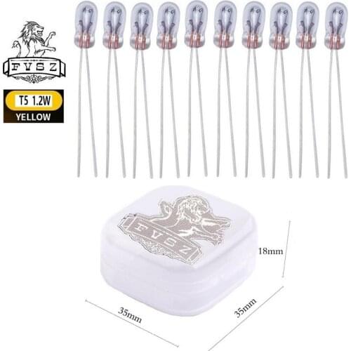 10Pcs T5 1.2W 14V car halogen dashboardlight audio indicator light oil meter light air conditioning display bulb yellow light