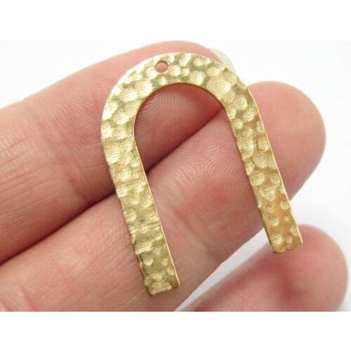 Brass earrings U shaped Brass pendant 28x20x0.9mm Hammered brass earring findings -10pcs R1363