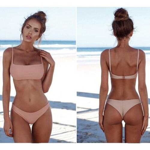 2021 Sexy Female Bikini Swimsuit Split Quick-Drying Swimsuit Female Tube Top Thong Brazilian Bikini Bikini Buit Bwimsuit Bathing