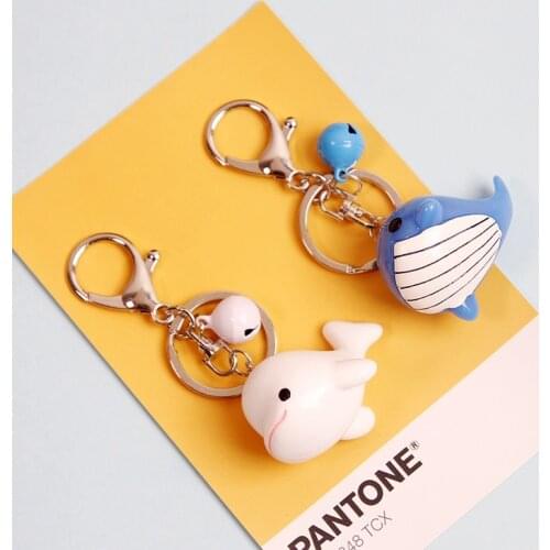 2021 Cute Creative 3D Dolphin Fish Keychain For Women Key Chains Ring Car Bag Pendent AirPods Accessories D448