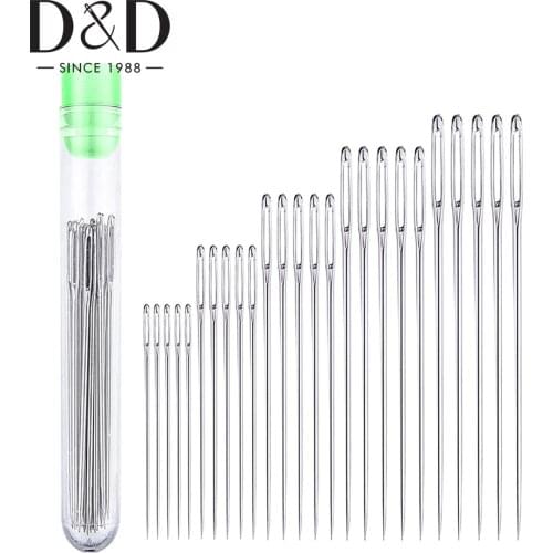 25pcs Large Eye Stitching Needles 5 Sizes Big Eye Hand Sewing Needles in Clear Storage Tube Sewing Tool Accessories