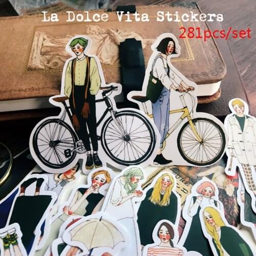 281pcs/pack Cute Girls Original Size Handbill Sticker Woman Sen Girls Handbill Diary Photo Album Decorative Stickers Tape