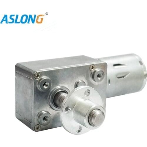 370 High Torque Worm Gear Motor DC 6v 12v 24v Metal Gearmotors Power-Off Self-Lock 8mm*33mm Output Screw Shaft with Screw Flange