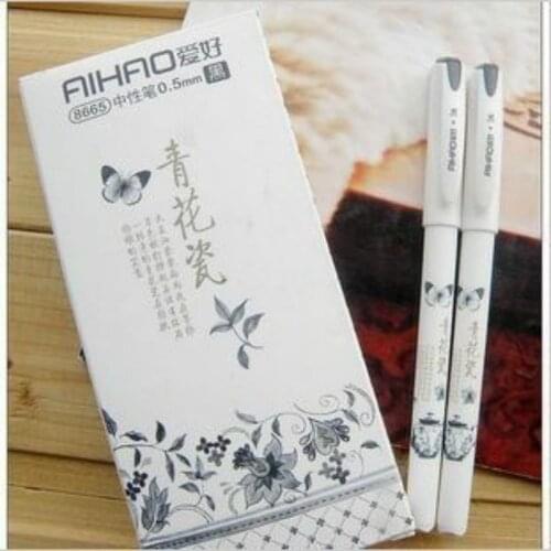 4 pcs/lot Vintage Retro Chinese Style Gel Pen Blue and white porcelain Stationery Office School Supplies Gift Free Shipping