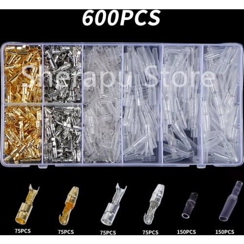 400/600PCS Bullet Terminals Car Auto Motorcycle Crimp Terminals Electrical Wire Connectors Bullet Connectors SN48B Crimping Kit
