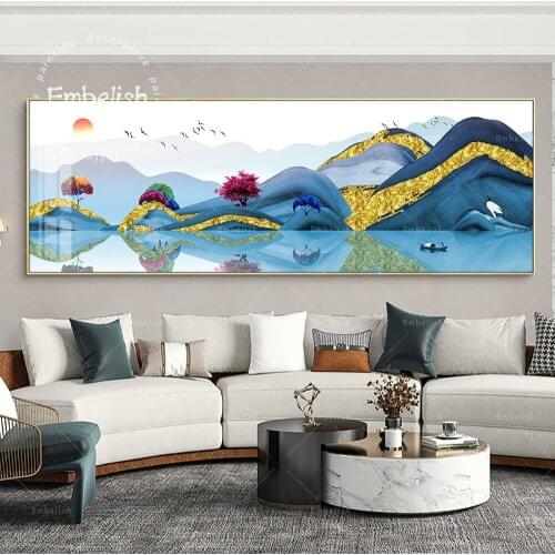 Embelish Sunrise Mountains With Colorful Trees Abstract Wall Art Pictures For Living Room Home Decor Poster Canvas Paintings