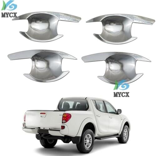Chrome for Mitsubishi L200 Triton accessories ABS plate door handle insert bowl for mitsubishi l200 triton 2006-2014 car styling