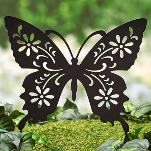 Butterfly Yard Art Metal Hen Acrylic Hollow Out Ornaments Garden Lawn Statues Decor Backyard Decorations 25*24cm