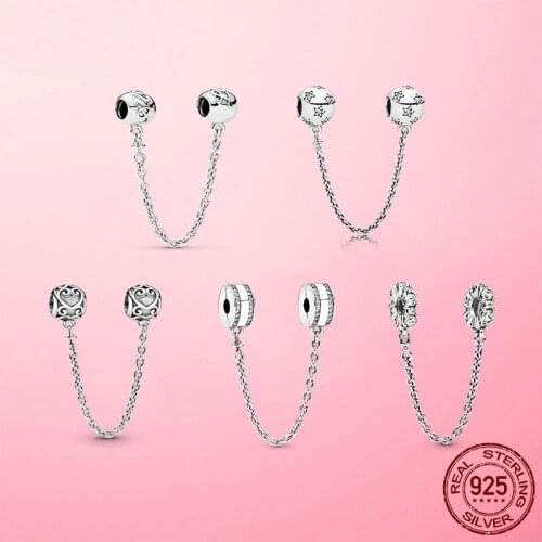 Classic Series Beads 925 Sterling Silver Musical Note Beads Safety Chain Charm Fit Original Pandora Bracelet DIY Fine Jewelry