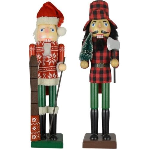 38cm 2019 New Year Christmas Home Decoration Wood Nutcrackers Christmas Santa Claus The Nutcrackers People Europe