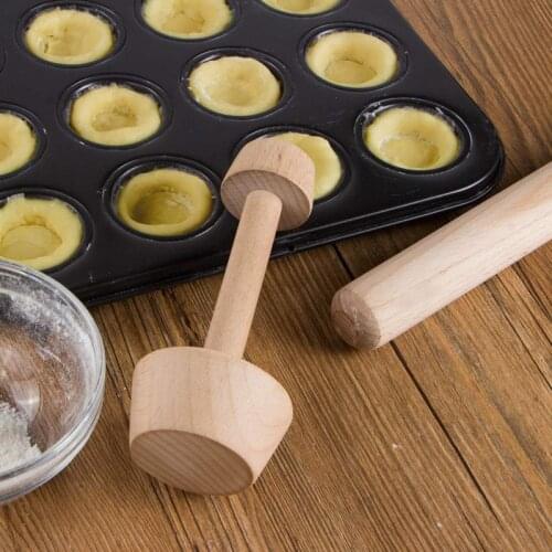 Wooden Egg Tart Tamper Double-end Hammer Egg Tart Dough Mold Baking Pastry Tools For Household Kitchen Bakeware