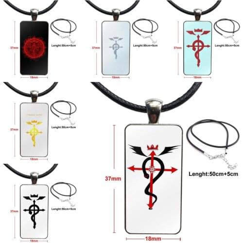 For Christmas Gift Brand Steel Color Jewelry Fashion Statement Necklace Glass Necklaces Pendants Fullmetal Alchemist Symbol