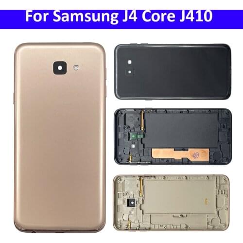For Samsung Galaxy J4 Core SM-J410 J410F J410 Back Door Case Battery Rear Housing Back Cover With Side Button With Lens