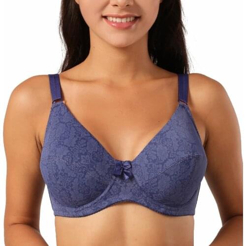 Women Bra Plus Size Full Cup Comfort Mother Underwear Print Minimizer Bra Solid Lingerie Big Cup B C D DD E Size 36 38 40-52
