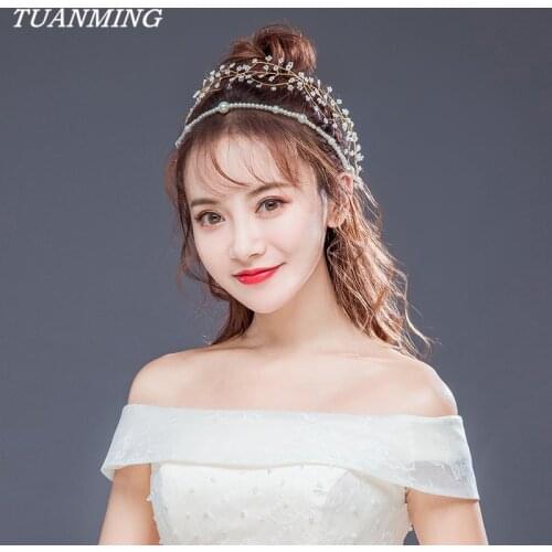 Two Layer Pearl Headbadns Bride Hair Accessories Wedding Pearl Hairband Fashion Jewelry Womens Accessories