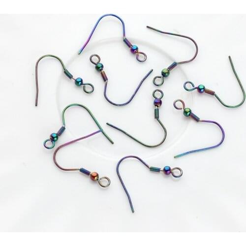 Rainbow Color Stainless Steel Hypoallergenic Earring Hooks Base Earrings Connector 20pcs For DIY Earrings Jewelry Accessories