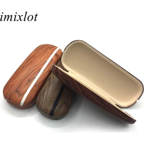Imixlot Simple Classic Random Color Portable Glasses Case Hard Wooden Grain Spectacle Frame Box Reading Glasses Container